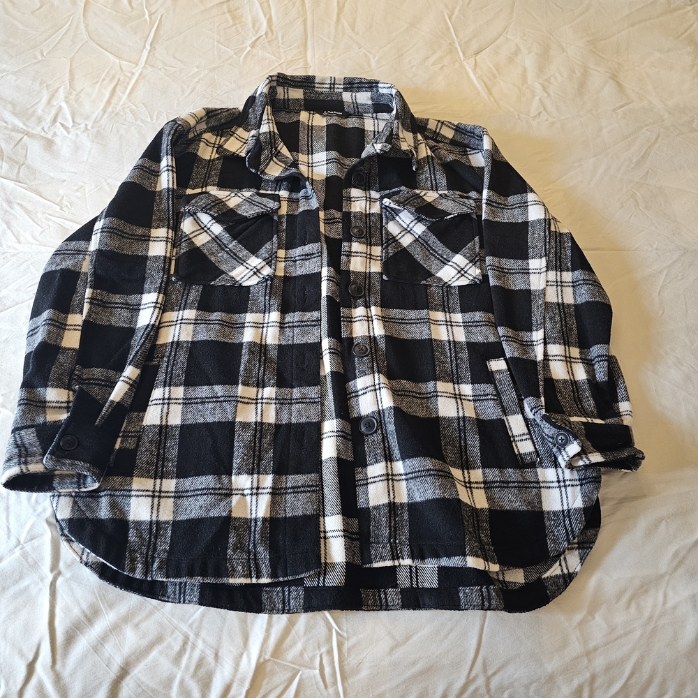 Black and White Plaid Button-Up Shirt